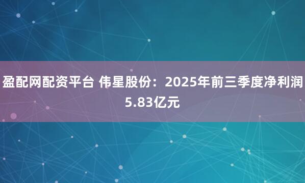 盈配网配资平台 伟星股份：2025年前三季度净利润5.83亿元